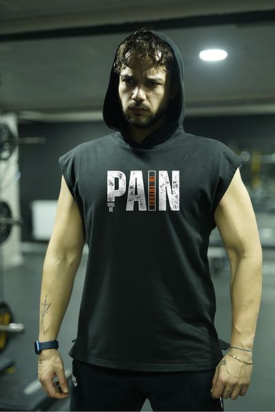 Oxlade Black Fitness ATHLETE - Hooded, 100% Cotton, Oxlade ®   Quality Fabric