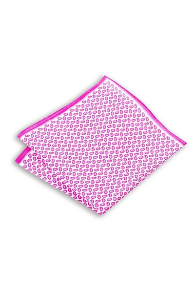 1001 Kravat Pink Patterned Linen Pocket Handkerchief in 33x33 cm
