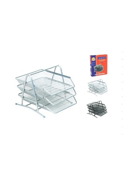 Rubenis Rubenis 9181 - 3-Piece Silver Document Shelf, Perforated