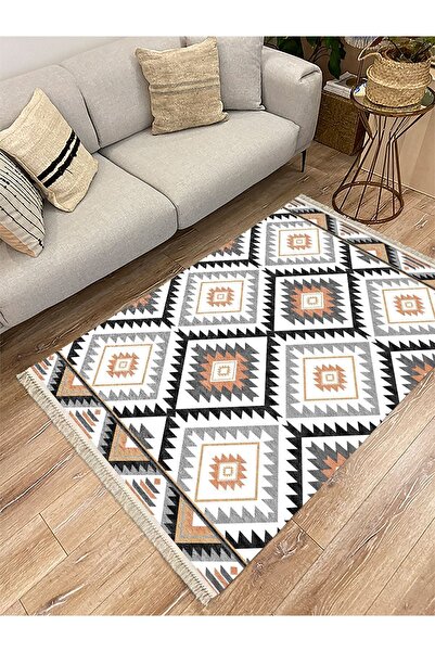 kilim home سجادة قاعدة منسوجة مزخرفة بنمط ماسي من سلسلة القطن