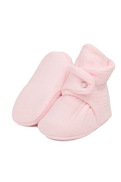 Ella Bonna Pink Organic Cotton Muslin Baby Booties - Newborn Shoes