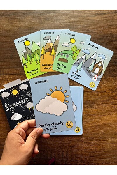 Teacherg game İngilizce/Arapça ilk sözcük kartlar (flash cards) HAVA DURUMU (...