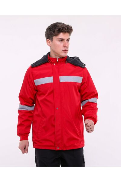 Çamdalı İş Elbiseleri - معطف عمل أكسفورد أحمر عاكس - معطف عمل مقاوم للماء