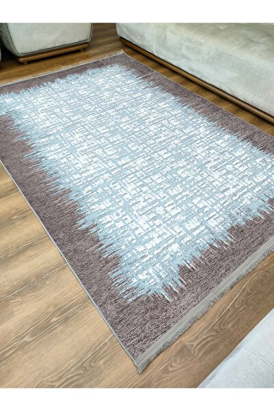 kilim home Χαλί σενίλ με αντιολισθητική βάση με έθνικ σχέδιο σε μπλε αποχρώσε...