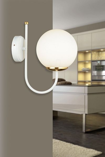 SONSUZ AYDINLATMA&AVİZE White UFO White Glop Glass Upward Facing Modern Sconce