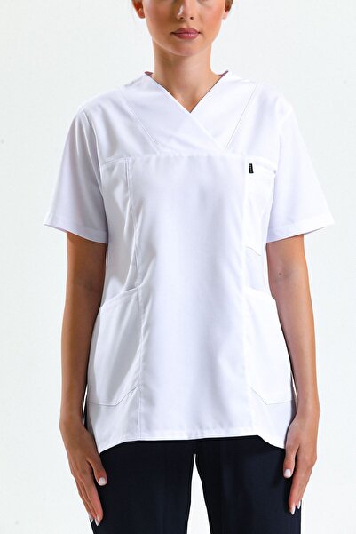 Ehil Beyaz Doktor/hemsire Forması Tek Üst Alpaka Kumaş