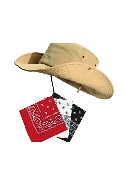 Rupen Kraft Letnji safari fedora pamučni kaubojski šešir sa 3 bandane