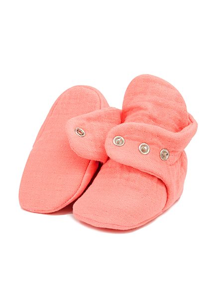 Ella Bonna Organic Cotton Muslin Baby Booties - Newborn Shoes, Dusty Rose