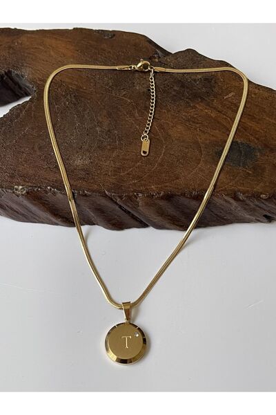 Rupen Kraft 316 Ceraahi Steel Necklace Letter Locket Necklace T Letter Gold Steel Necklace