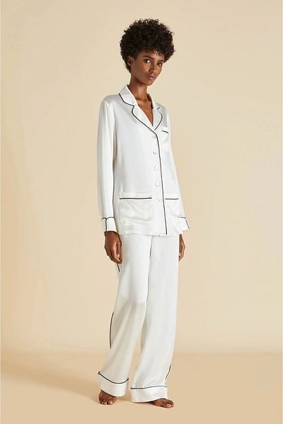 HUCKBERRY Set pijamale pentru femei din satin de mătase Milena Premium - mâneci lungi și fabricate în Italia