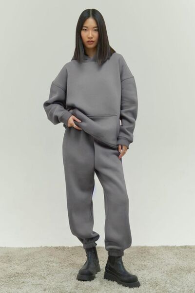 CMZ COLLECTİON KADIN KALIN KIŞLIK 3 İPLİK GRİ EŞOFMAN TAKIMI