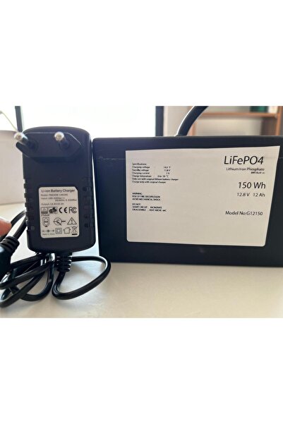 LifePo4 12V 12Ah  LiFePO4 batarya ve şarj aleti seti