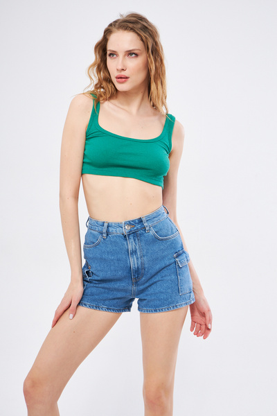 Kutaf Kargo Cep Kadın Kot Şort