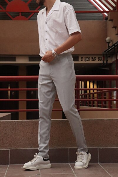 CMZ COLLECTİON Men's Summer Lycra Trousers - Italian Cut, Ankle Length