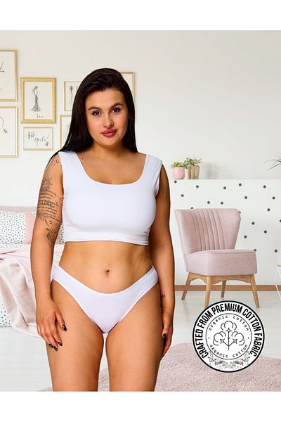 ALYA UNDERWEAR Chiloți pentru femei din bumbac tăiat bikini - 3 bucăți alb - pachet de 3