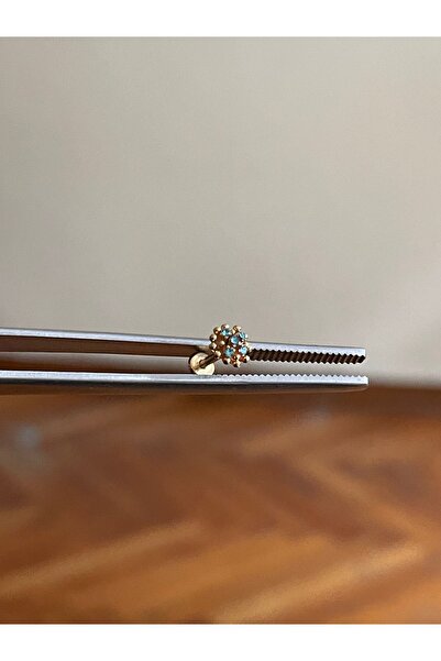 Rupen Kraft 316 L Cerrahi Çelik Dudak Piercing Kıkırdak Helix Tragus Conch Zirkon Taşlı Kasımpatı Piercing