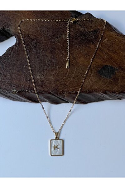 Rupen Kraft 316 L Steel Mother of Pearl Letter Necklace K Letter Necklace