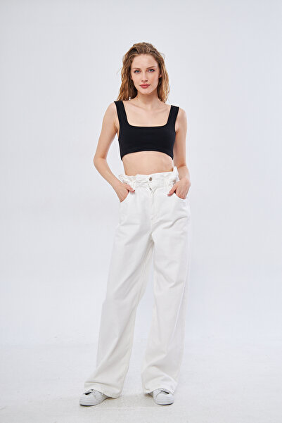 Kutaf Γυναικείο τζιν με φαρδιά πόδια και ελαστική μέση