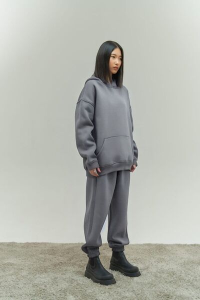 CMZ COLLECTİON KADIN KALIN KIŞLIK 3 İPLİK GRİ EŞOFMAN TAKIMI