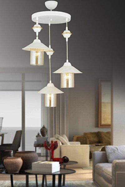 Genel Markalar Sarkıt Tepsi Beyaz 3'lü Şapka Aşağı Bakan Lüks Avize