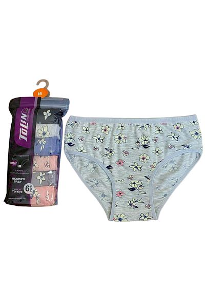 TOLIN Σετ 6 γυναικείων σλιπ και πετσετών Cotton-Lycra - εμπριμέ, μεσαία μέση 2276175