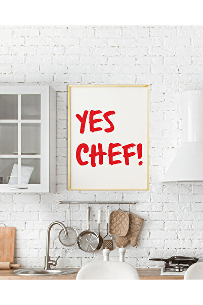 Ayışığı Dizayn Set de pictură murală cu cadru din lemn natural Yes Chef