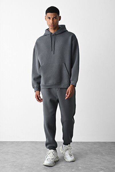 YAKAMEL Set de trening jogger gros, supradimensionat, pentru bărbați