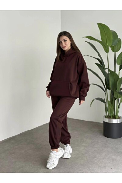 YAKAMEL Γυναικείο Σετ Φόρμας Oversize με Ελαστικό Κουκούλαμα και Ψηλόμεσο Σχέ...