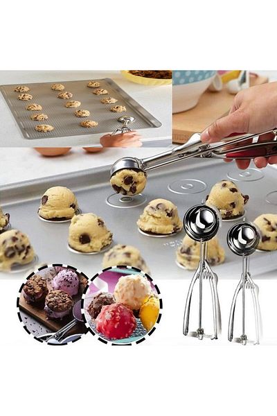 optana Ice Cream Cookie Dough Spoon Measuring Serving Presentation Measuring Steel Spoon