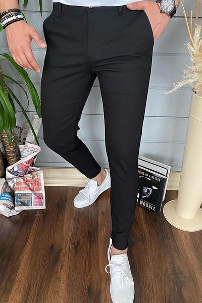 CMZ COLLECTİON Men's Summer Lycra Trousers - Italian Fit, Ankle Length