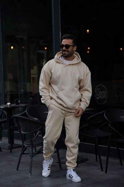 YAKAMEL Χοντρό Ανδρικό Σετ Φόρμας Oversized - Με Κουκούλα