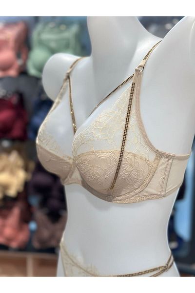 VentLingerie Σετ σουτιέν με δαντέλα και πέτρινα μαξιλαράκια