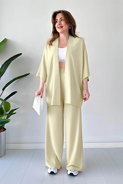 CMZ COLLECTİON مجموعة Palazzo Kimono الصيفية النسائية ذات الساق الواسعة