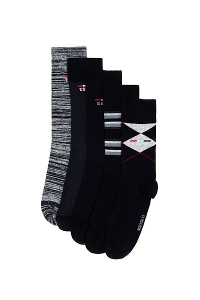 U.S. Polo Assn. Мъжки черни Geus 40-44 - Опаковка от 5 чорапа