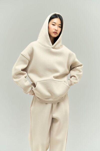 CMZ COLLECTİON KADIN KALIN KIŞLIK 3 İPLİK BEJ EŞOFMAN TAKIMI