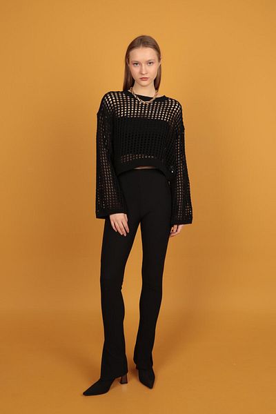 vuvutasarım New Season Acur Crew Neck Crop Μπλούζα - Πλεκτό Ύφασμα 24SD2303