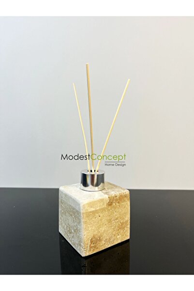 Modestmar Traverten Mermer Difüzör Oda Kokusu, Bambu Çubuklu Oda Kokusu , Kar...