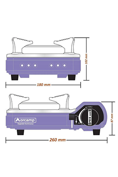 Orcamp Mini Portatif Kamp Ocağı - Çantalı - Gaz Stop Emniyetli - 8 Adet 227 gr Kartuş