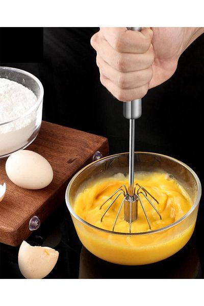 stilsenin34 Practical Stainless Steel Push Automatic Beater, Milk, Coffee, Ayran Frothing Mixer