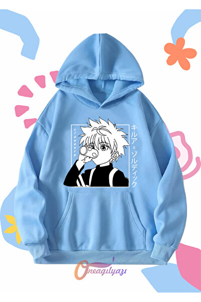 oneagılyazı Unisex dečija majica - Hunter Killua Anime Štampano , Oversize kr...