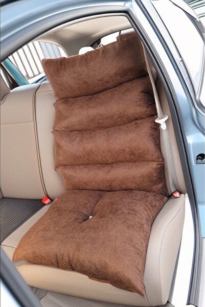 Demanslife وسادة ظهر مقعد السيارة ذات اللون البني القابل للتنفس مسند ظهر مقعد السيارة القطني الداعم للجلوس وسادة جلوس لتقويم العظام