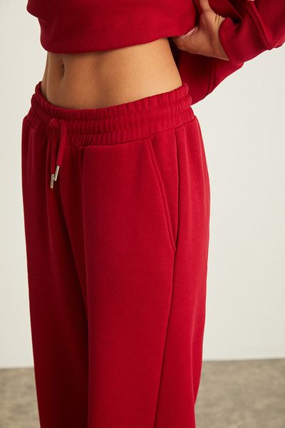 GRIMELANGE SHERI Damen-Jogginghose mit 3 Fäden, erhöht, weich, warm, rot
