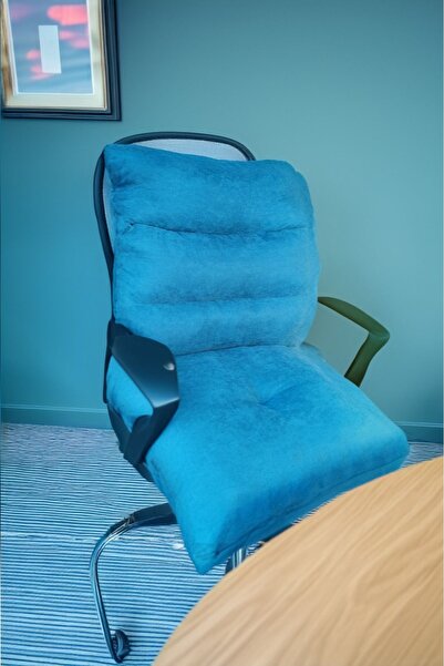 Demanslife وسادة كرسي ضيف مكتب العظام باللون الأزرق لدعم الظهر