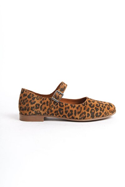 MARSEDO Chopra Women's - Oval Toe, Strappy Genuine Leather Leopard Ballerina Casual Shoes