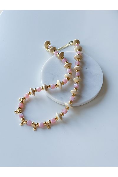 CHARMLUCKY Pink Bead Necklace