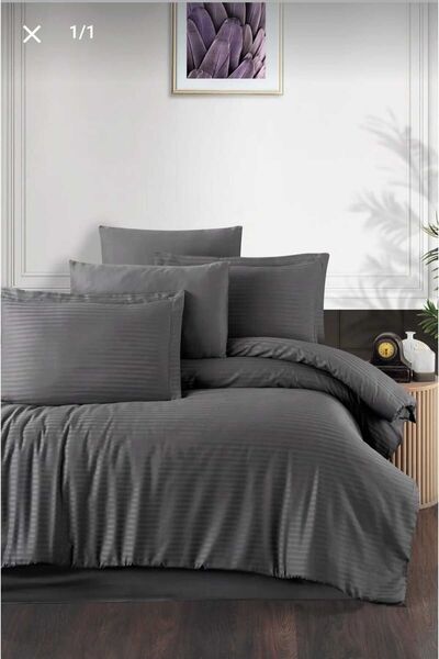 Merya Premium %100 Pamuk Saten Nevresim Takımı Antrasit (Anthracite)