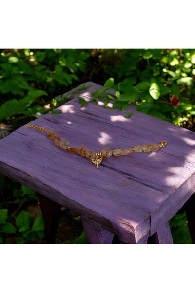 feyza collection Hematite-Citrine Natural Stone Angel Bracelet