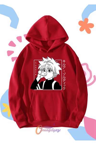 oneagılyazı Children's Unisex Hunter Killua Anime Printed Oversize Hooded Swe...