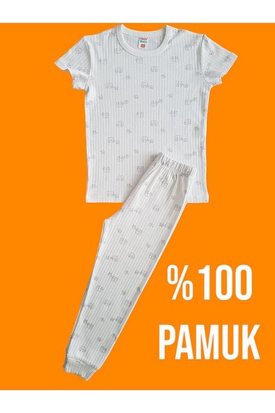 Çamaşır Bahçesi Set de pijamale pentru copii cu mâneci scurte cu model#printingchildspjimatakım#fildesenlipijama#laundry garden