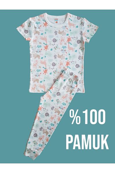 Çamaşır Bahçesi Set de pijamale pentru copii cu maneci scurte cu model